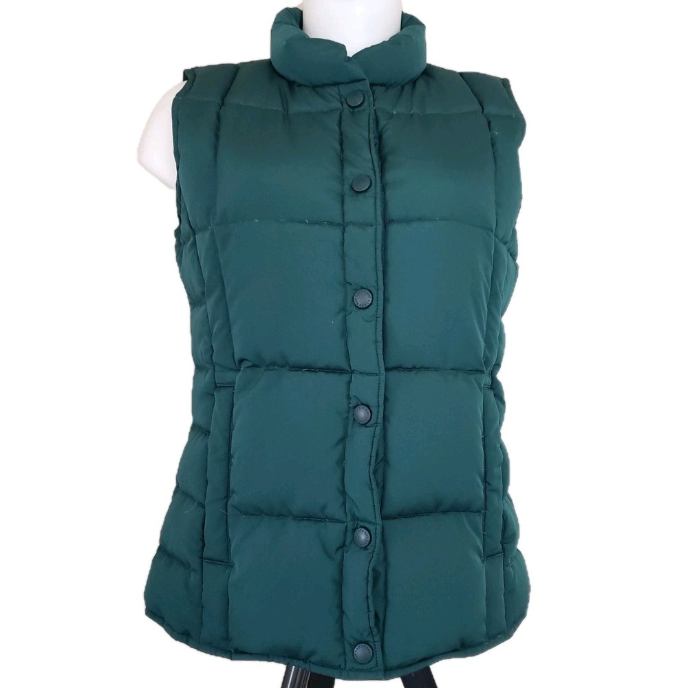 Lands End Down Feather Puffer Vest Forrest Green Womens Small Girls Large
